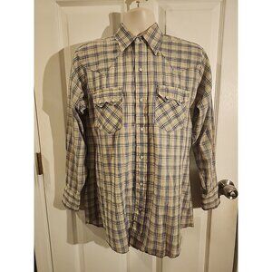 Nice~Vintage~DEE CEE~Western Wear~Shirt~Plaid~Sawtooth~Pearl Snap~15 1/2~Medium